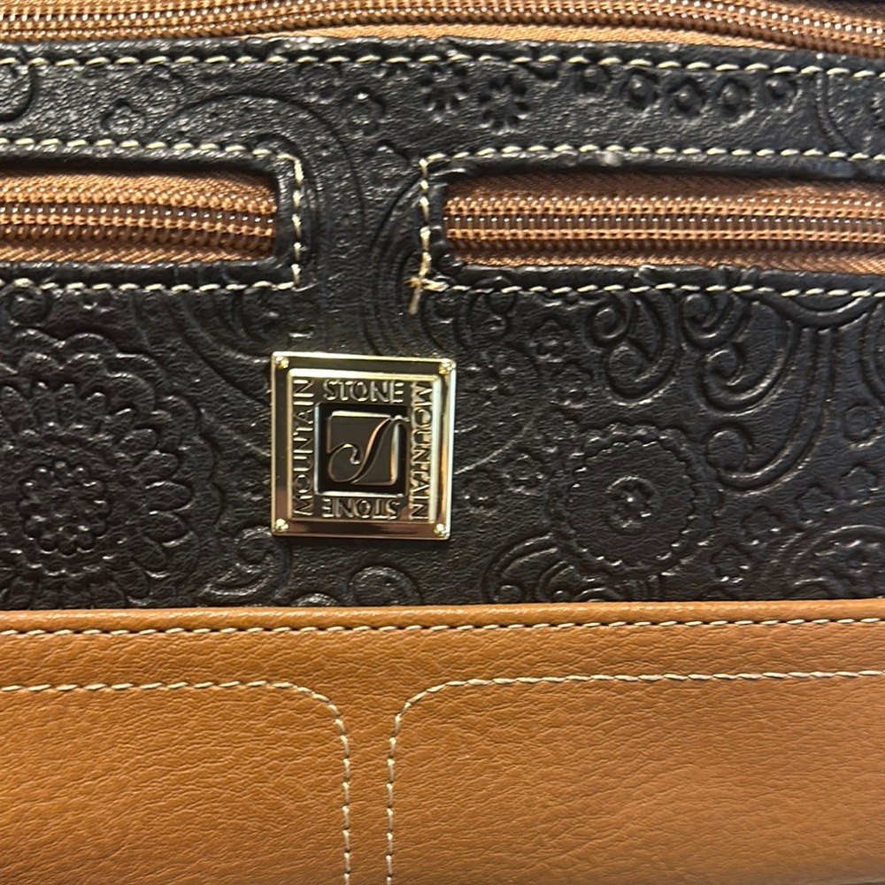 Stone Mountain Accessories Black and Tan Mini Bag with Embossed Design